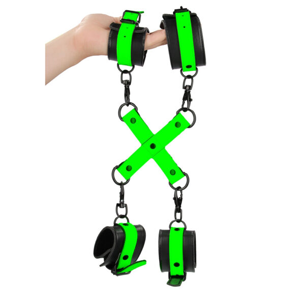 Ouch! Hand & Ankle Cuffs With Hogtie Glow In The Dark - Image 3