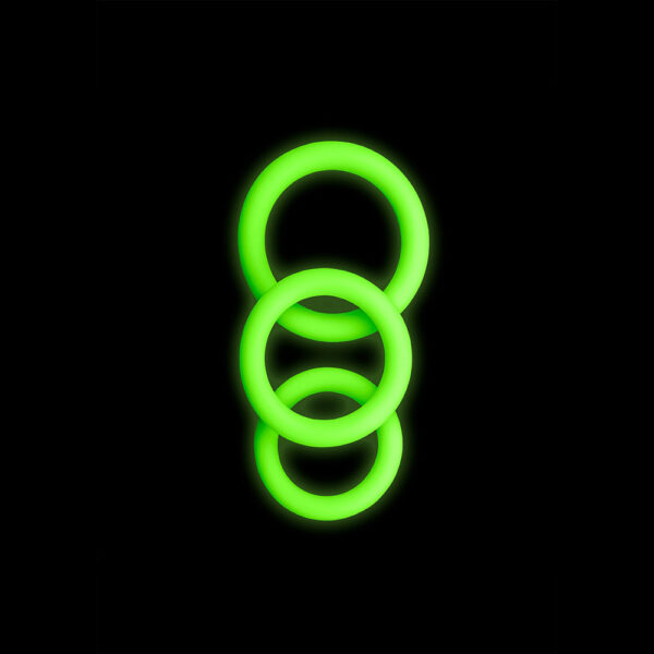 Ouch! 3 Pcs Cock Ring Set Glow In The Dark - Image 2