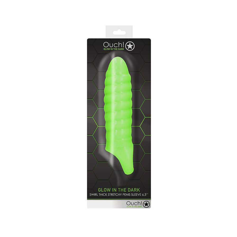 Ouch! Swirl Thick Stretchy Penis Sleeve Glow In The Dark 1 Ouch! Swirl Thick Stretchy Penis Sleeve Glow In The Dark
