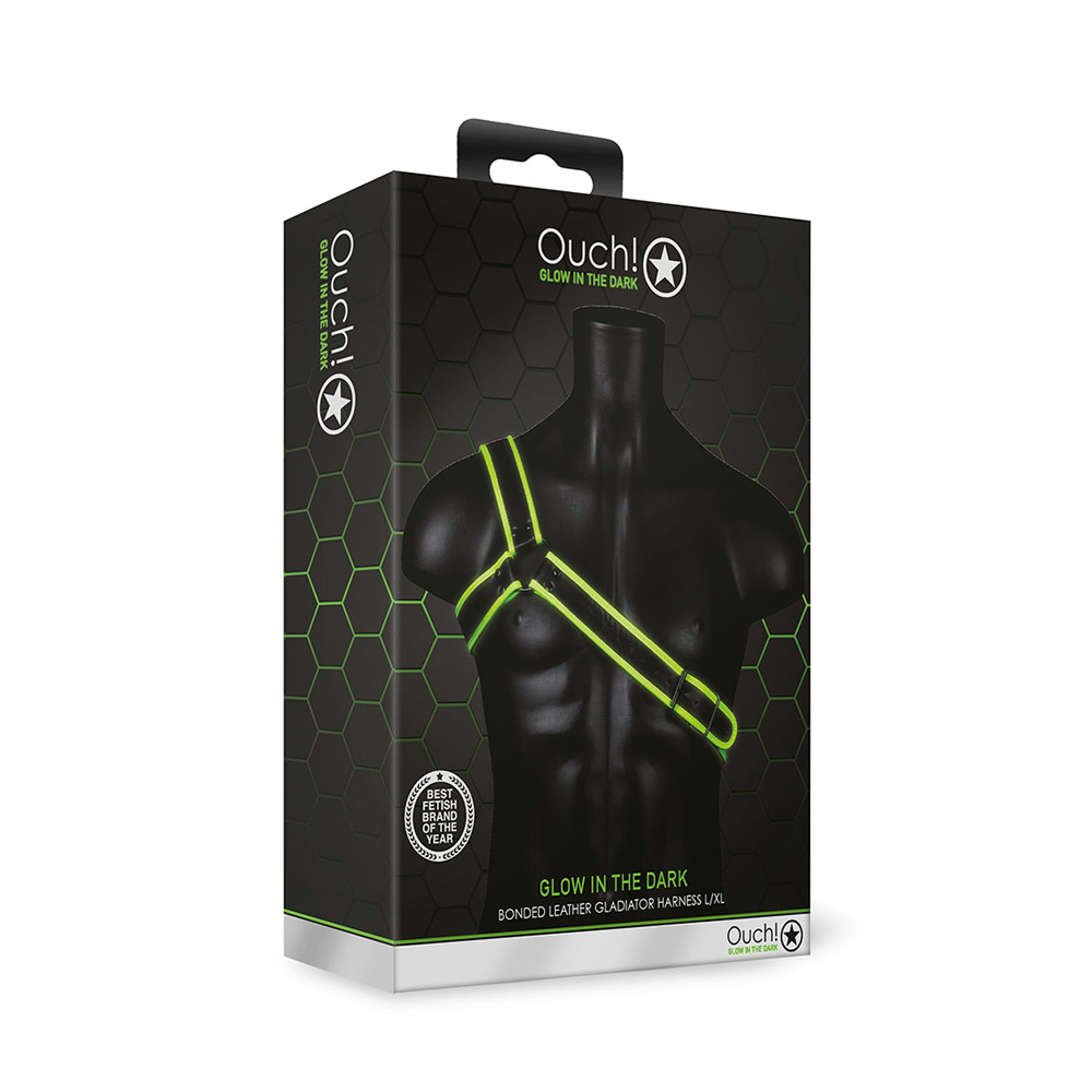 Ouch! Gladiator Harness Glow In The Dark L/Xl 1 Ouch! Gladiator Harness Glow In The Dark L/Xl