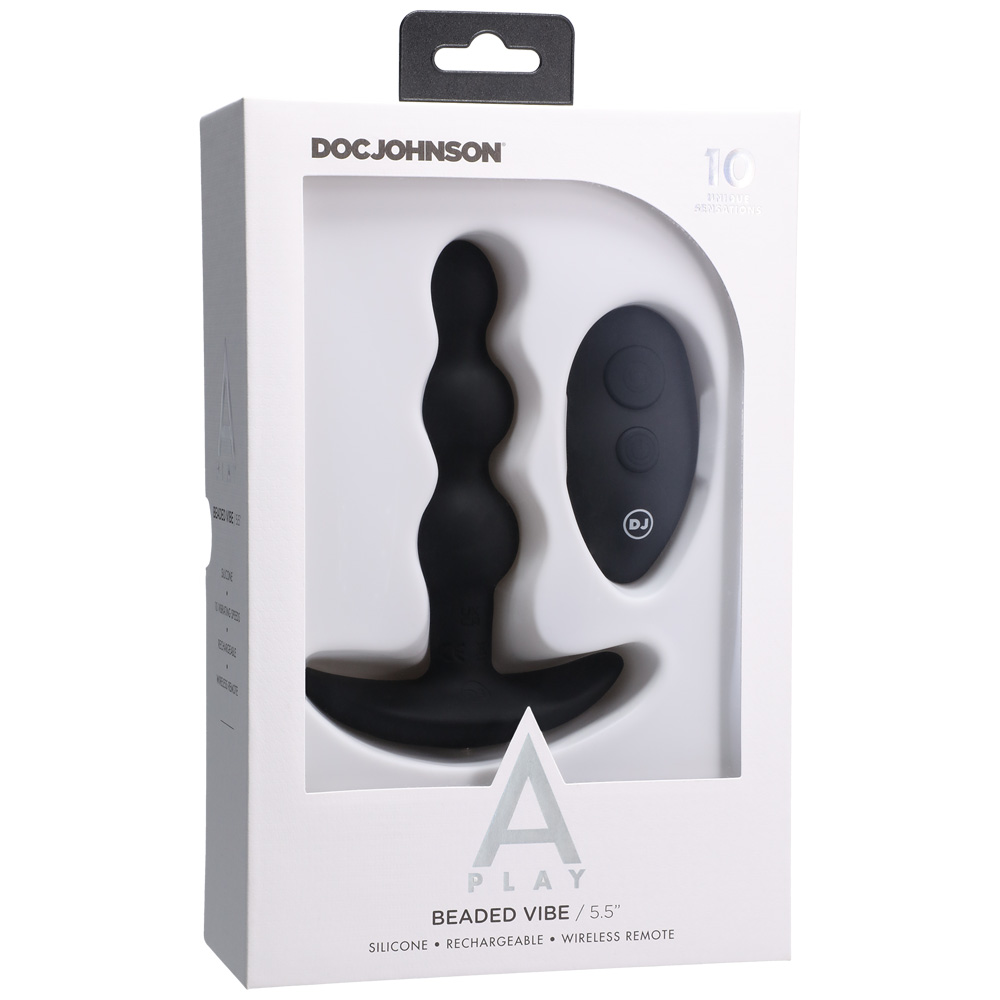 A-Play Beaded Vibe Rechargeable Silicone Anal Plug With Remote Black 1 A-Play Beaded Vibe Rechargeable Silicone Anal Plug With Remote Black