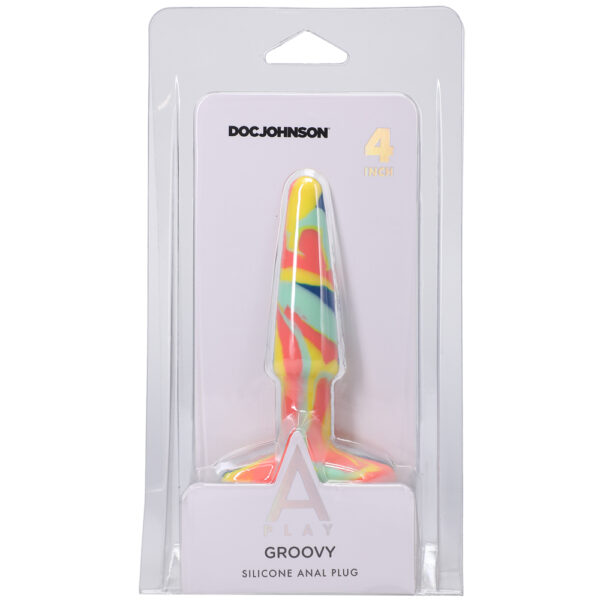 A-Play Groovy Silicone Anal Plug 4" Sunrise