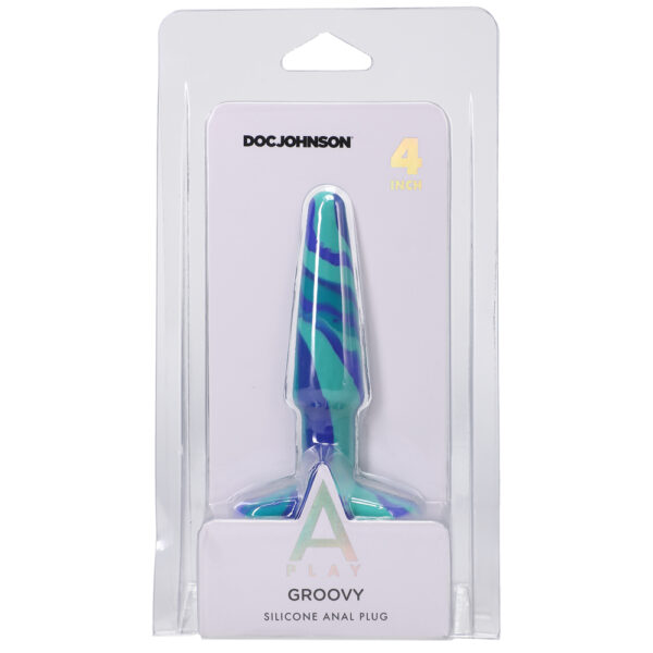 A-Play Groovy Silicone Anal Plug 4" Ocean