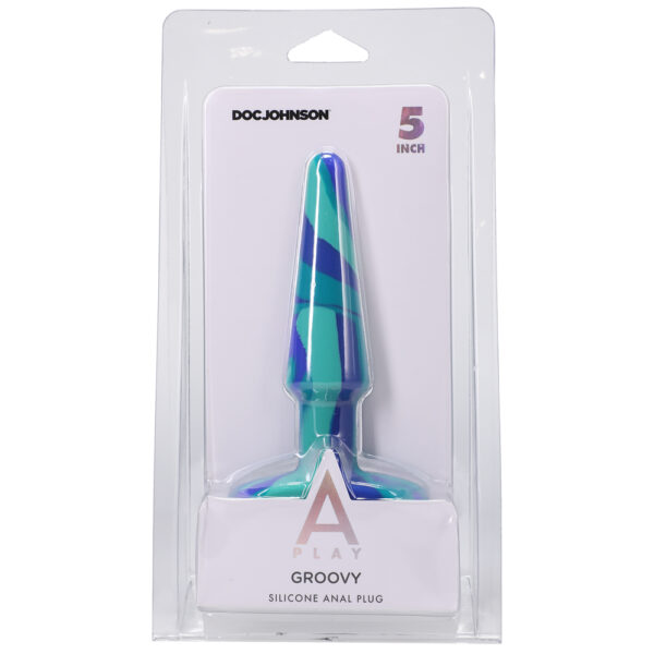 A-Play Groovy Silicone Anal Plug 5" Ocean