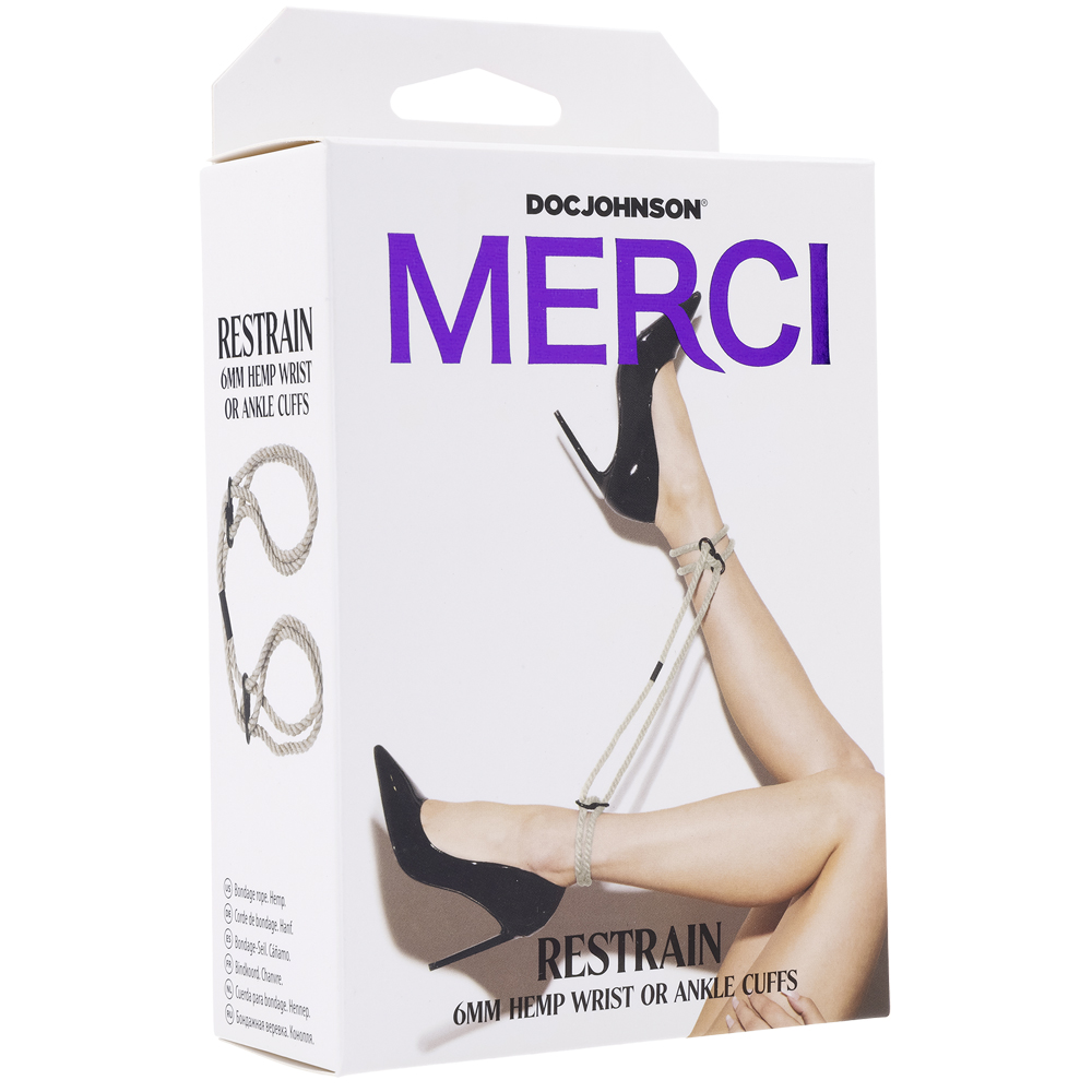 Merci Restrain 6mm Hemp Wrist Or Ankle Cuffs Natural 1 Merci Restrain 6mm Hemp Wrist Or Ankle Cuffs Natural