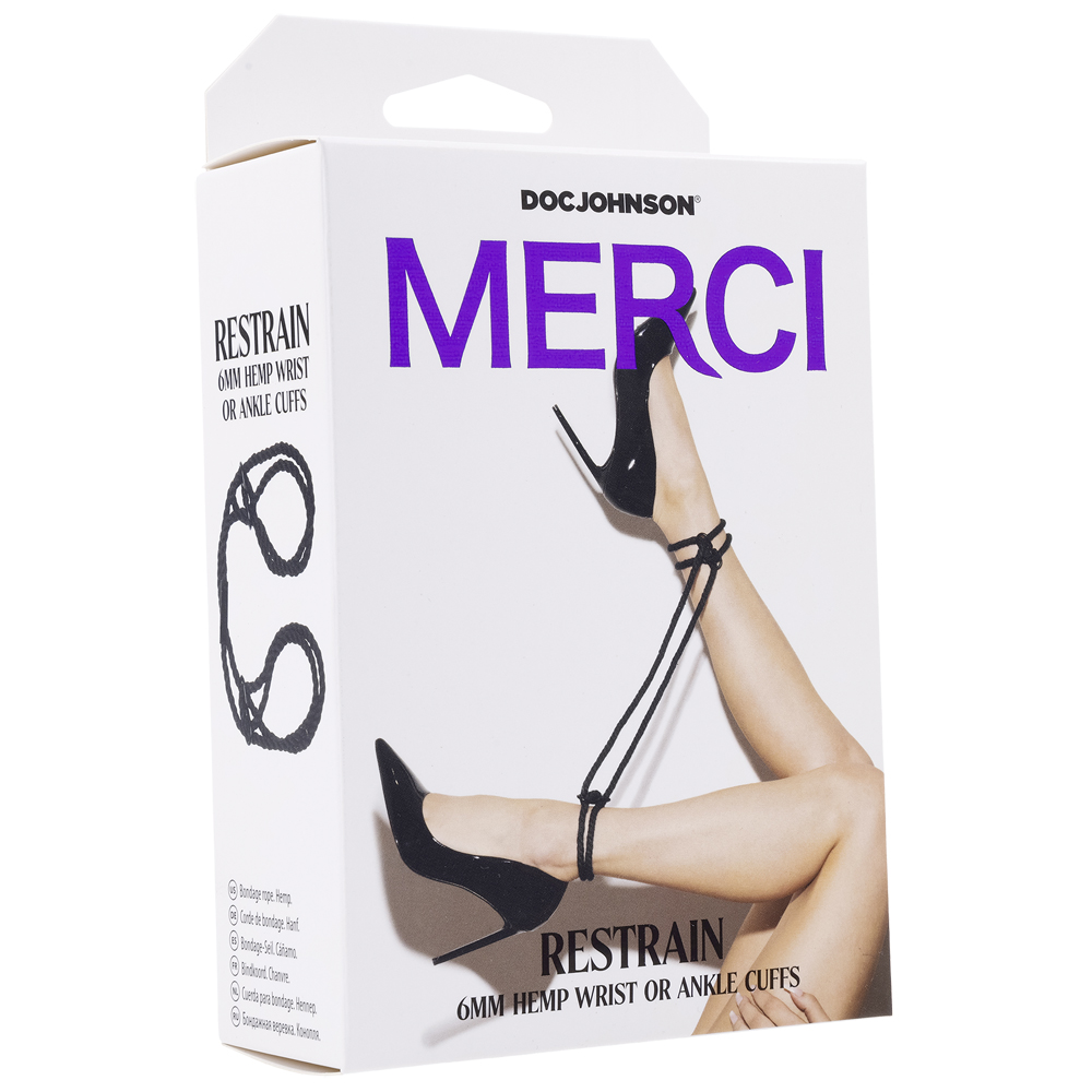 Merci Restrain 6mm Hemp Wrist Or Ankle Cuffs Black 1 Merci Restrain 6mm Hemp Wrist Or Ankle Cuffs Black