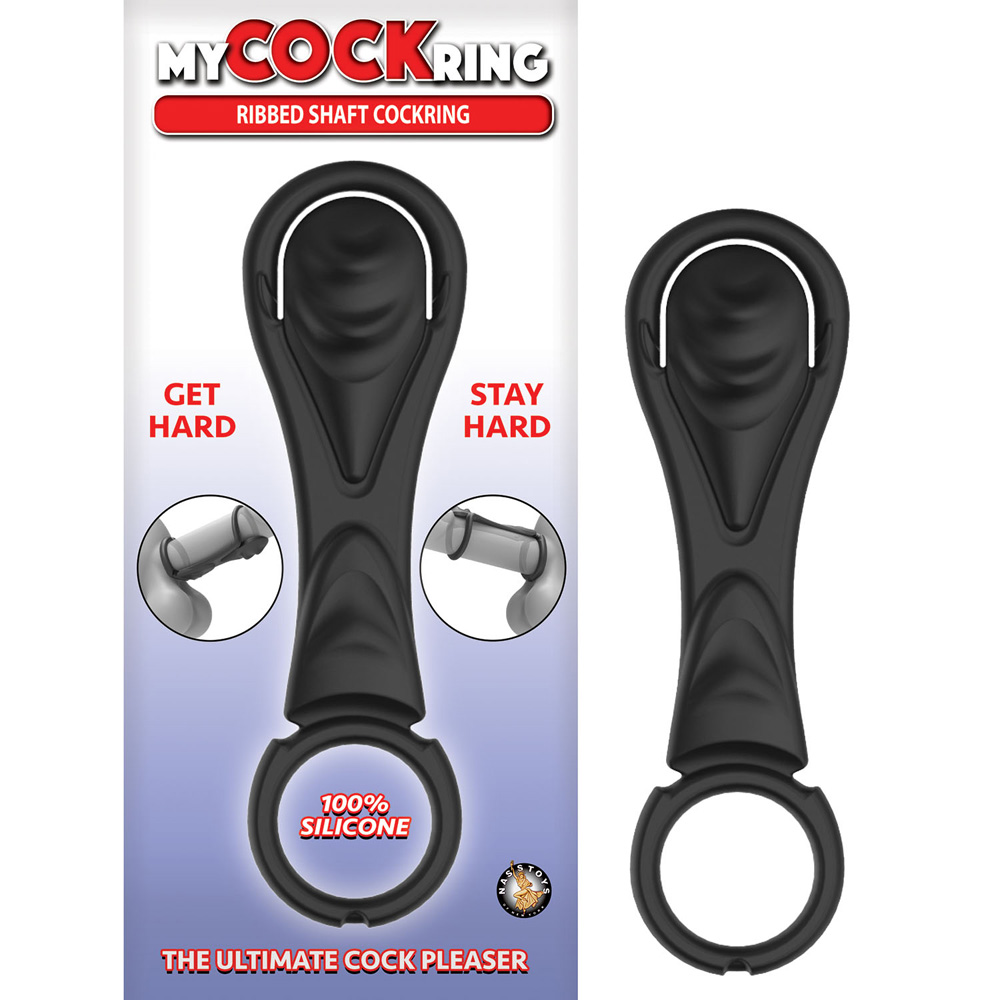 My Cockring Ribbed Shaft Cockring Black 1 My Cockring Ribbed Shaft Cockring Black