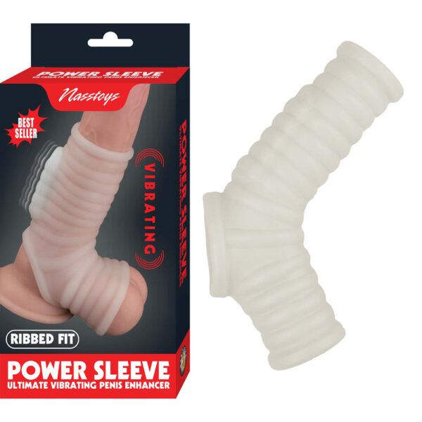 Vibrating Ribbed Sleeve White