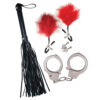 Bondage By Nasstoys Whip, Feather & Cuffs Red - Image 3