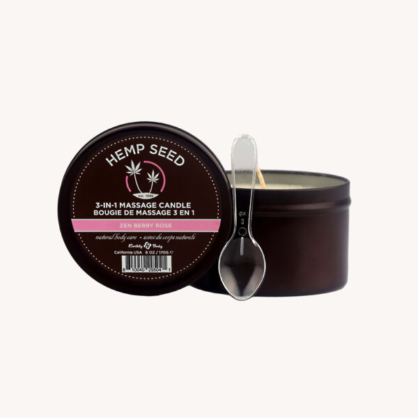 Hemp Seed 3-In-1 Massage Candle Zen Berry Rose 6 oz. - Image 2