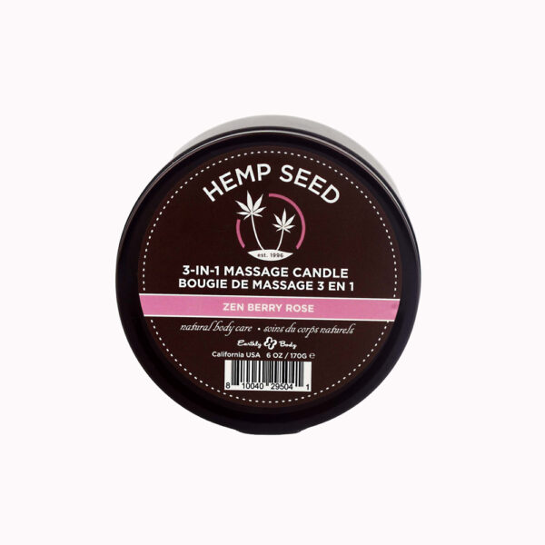 Hemp Seed 3-In-1 Massage Candle Zen Berry Rose 6 oz.