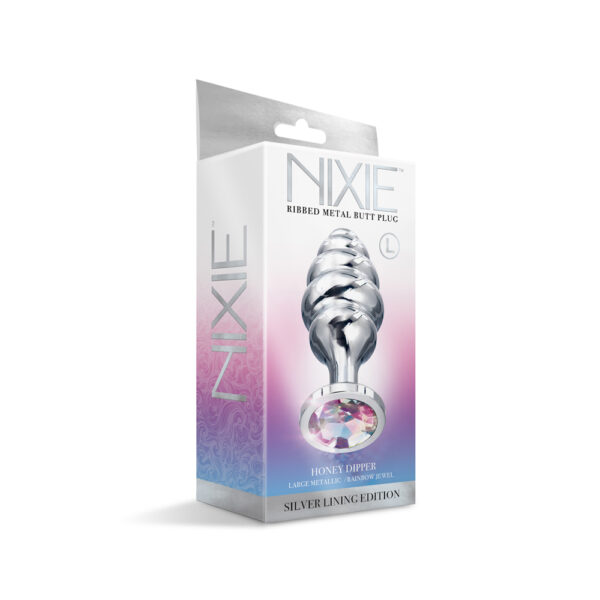 Nixie Ribbed Stainless Steel Butt Plug Honey Dipper Large