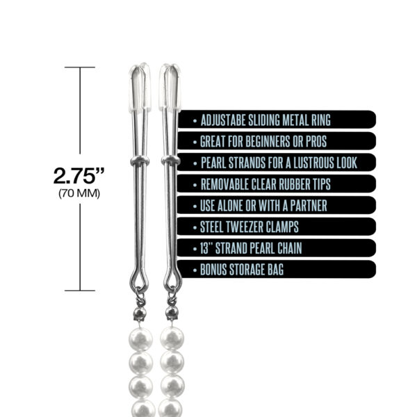 Nixie Adjustable Tweezer Clips With Pearls White Gold - Image 3