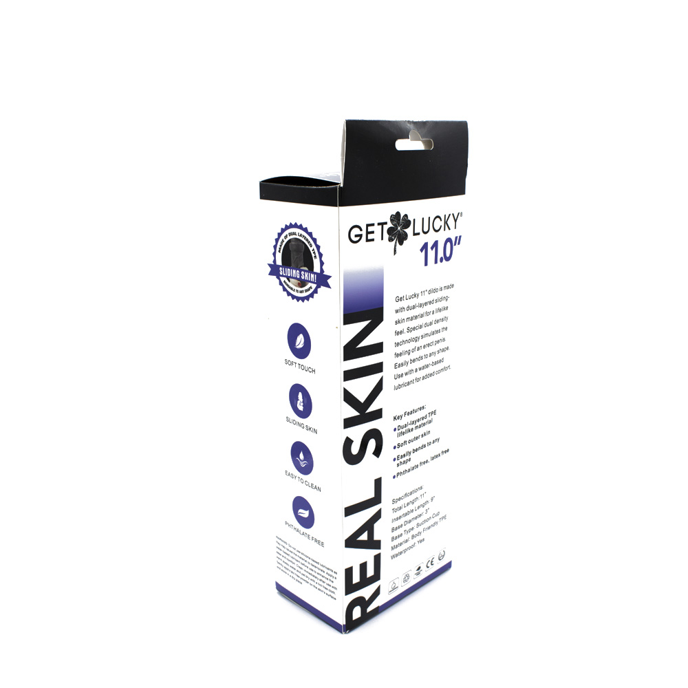 Get Lucky Real Skin 11" Dual Layer Dildo Dark Brown 3 Get Lucky Real Skin 11" Dual Layer Dildo Dark Brown - Image 3
