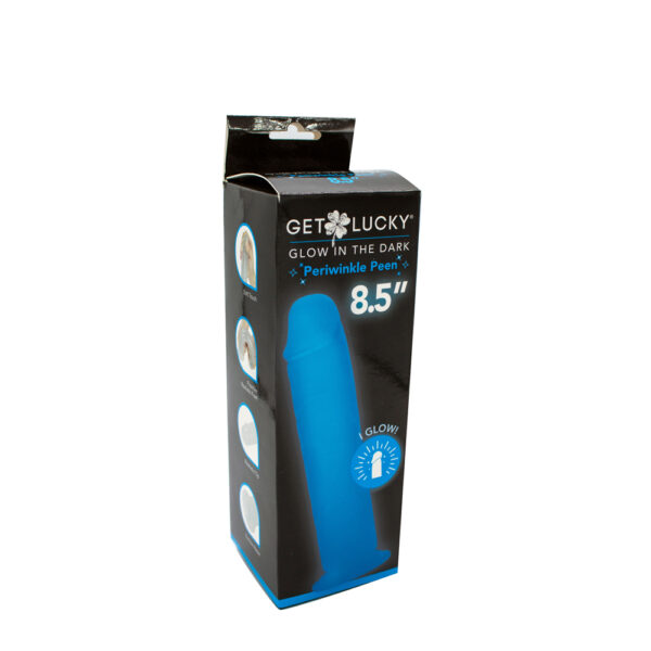 Get Lucky Glow-In-The-Dark Periwinkle Peen Dildo 8.5&Quot;