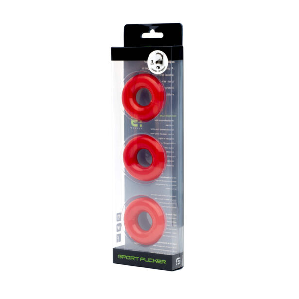 Sport Fucker Sf Rubber Cockring 3 Pack Red