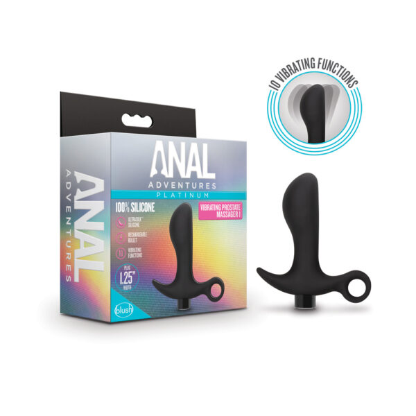 Anal Adventures Platinum Silicone Vibrating Prostate Massager 01 Black