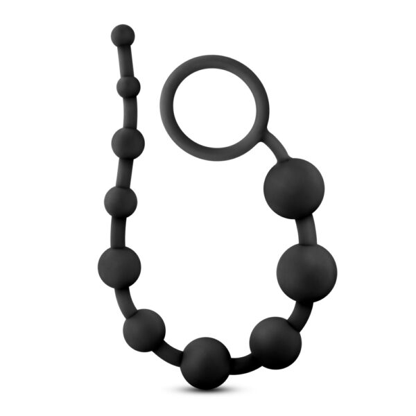 Anal Adventures Platinum Silicone 10 Anal Beads Black - Image 2