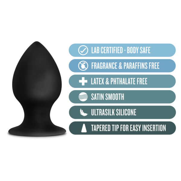Anal Adventures Platinum Silicone Anal Stout Plug Medium Black - Image 3