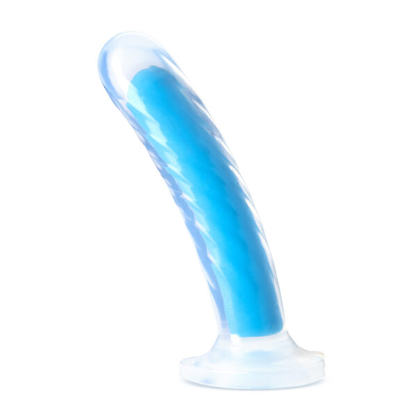Neo Elite Glow In The Dark Tao 7" Silicone Dual Density Dildo Neon Blue - Image 2