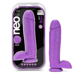 Neo Elite 10" Silicone Dual Density Cock With Balls Neon Purple