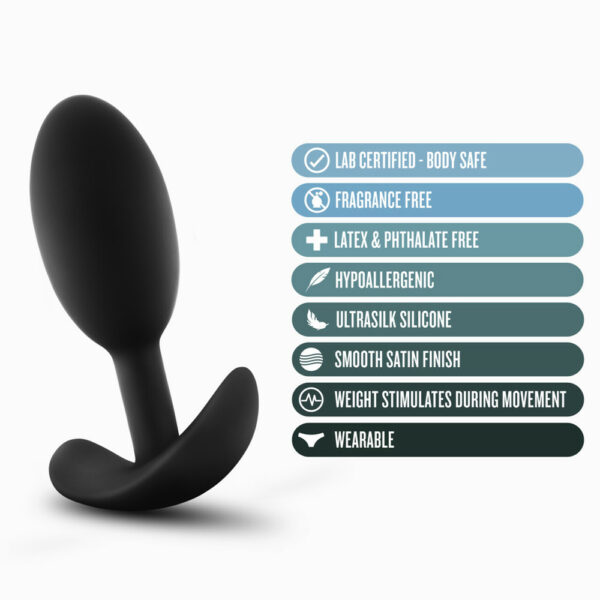 Anal Adventures Platinum Silicone Vibra Slim Plug Medium Black - Image 3