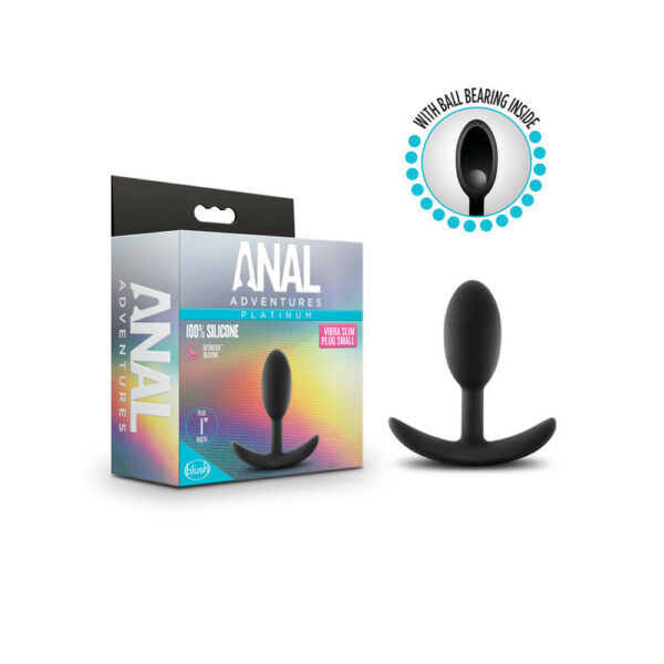 Anal Adventures Platinum Silicone Vibra Slim Plug Small Black
