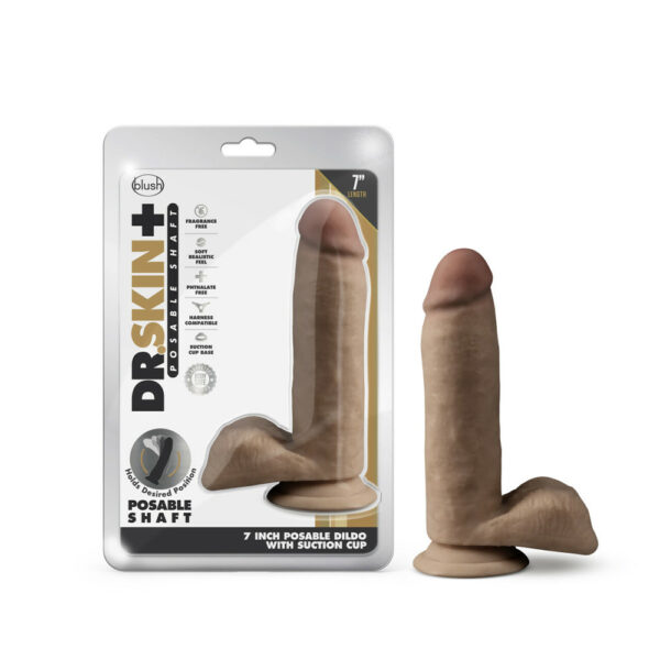 Dr. Skin Plus 7" Posable Dildo With Balls Mocha