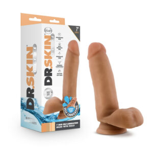 Dr. Skin Glide 7" Self Lubricating Dildo With Balls Mocha