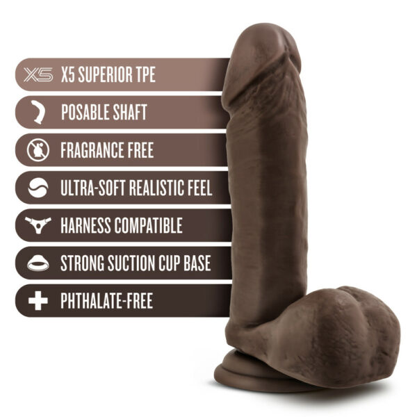 Dr. Skin Plus 8" Posable Dildo With Balls Chocolate - Image 2