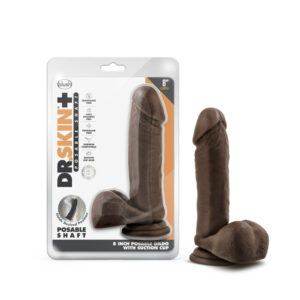 Dr. Skin Plus 8" Posable Dildo With Balls Chocolate