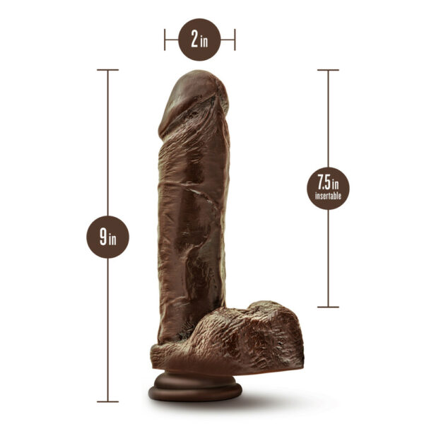 Dr. Skin Plus 9" Thick Posable Dildo With Balls Chocolate - Image 3