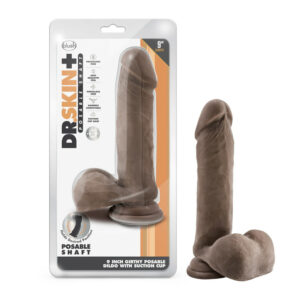 Dr. Skin Plus 9" Thick Posable Dildo With Balls Chocolate