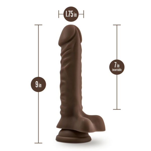 Dr. Skin Plus 9" Posable Dildo With Balls Chocolate - Image 3