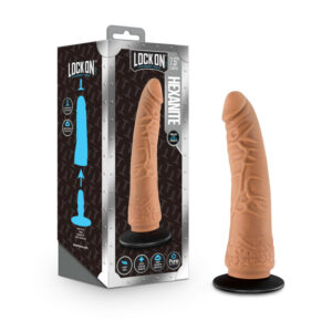Lock On Hexanite 7.5'' Dildo With Suction Cup Adapter Mocha