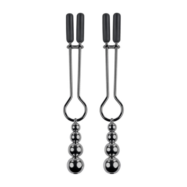 Beaded Nipple Clamps Black Chrome - Image 2