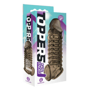 The 9's Toppers Open Ended Ribbed And Nubbed Penis Extender Smoke