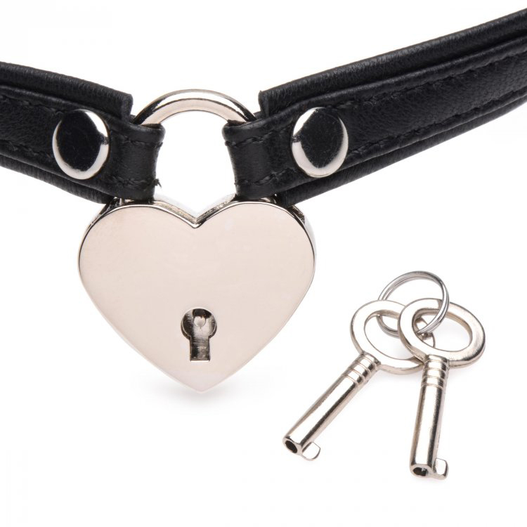 Master Series Heart Lock Choker With Keys Black 3 Master Series Heart Lock Choker With Keys Black - Image 3