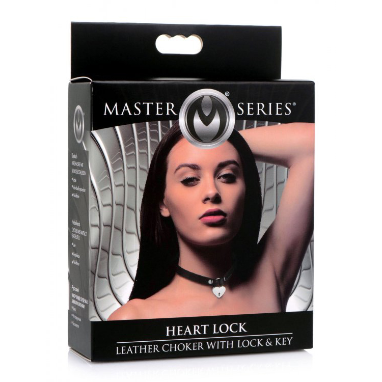 Master Series Heart Lock Choker With Keys Black 1 Master Series Heart Lock Choker With Keys Black