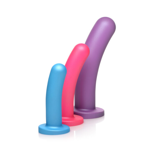 Strap U Triple Peg 28X Vibrating Silicone Dildo Set W/ Remote - Image 2