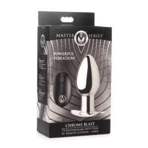 Master Series Chrome Blast 7X Rechargeable Butt Plug W/ Remote Control Large