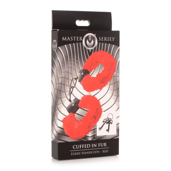 Master Series Cuffed In Fur Furry Handcuffs Red
