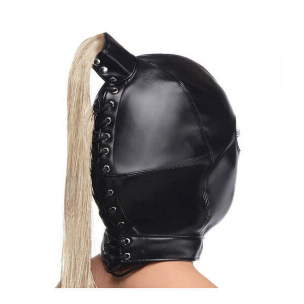 Strict Blonde Ponytail Bondage Hood - Image 3