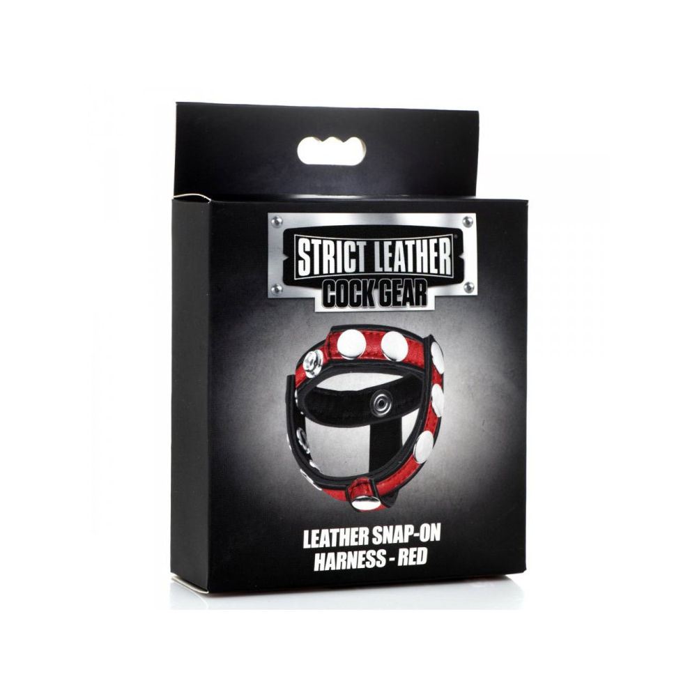 Strict Leather Cock Gear Leather Snap-On Harness Red 1 Strict Leather Cock Gear Leather Snap-On Harness Red