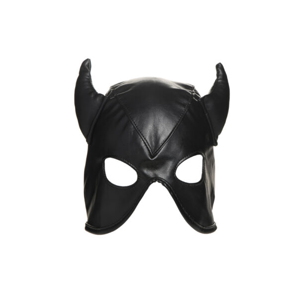 Master Series Dungeon Demon Bondage Hood With Horns - Image 2