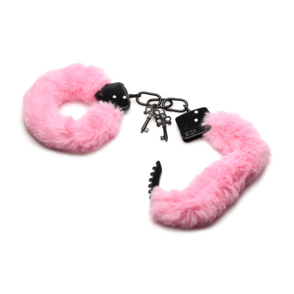 Master Series Cuffed In Fur Furry Handcuffs Pink - Image 3
