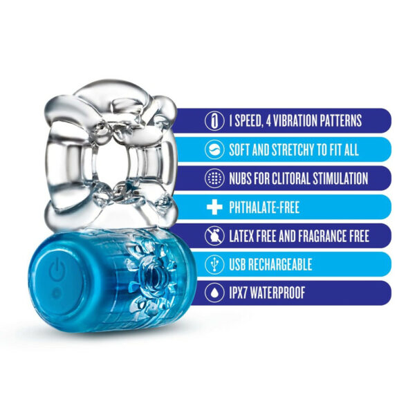 Play With Me Pleaser Rechargeable C-Ring Blue - Image 2