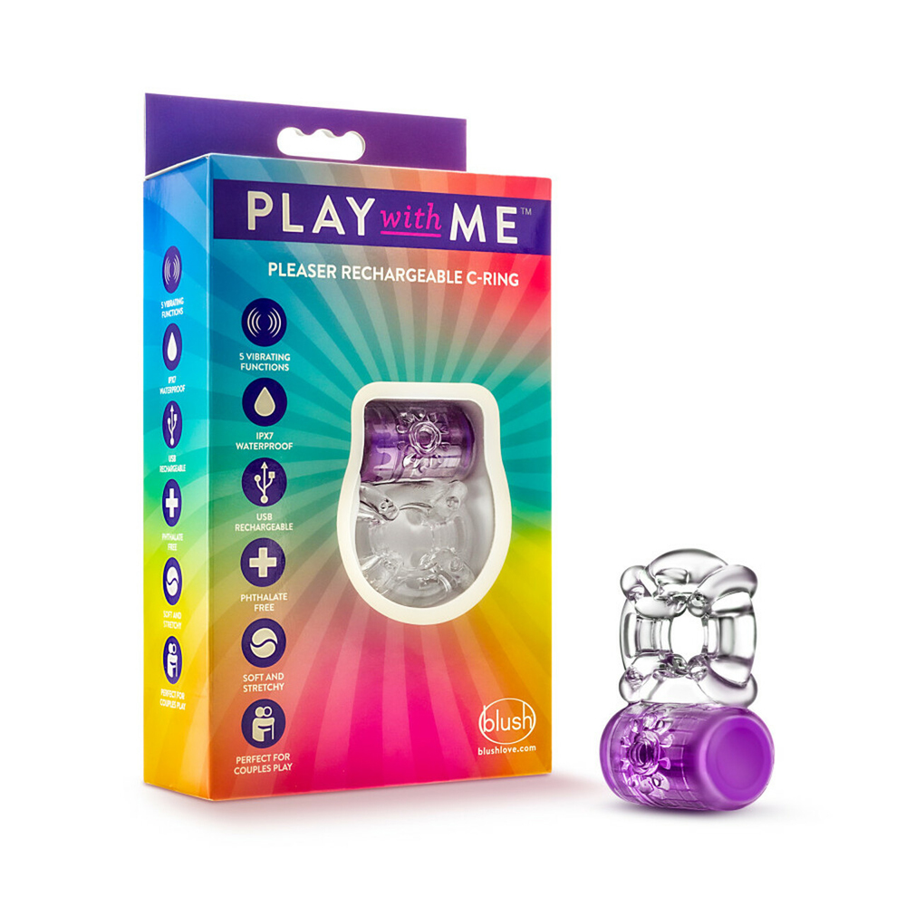 Play With Me Pleaser Rechargeable C-Ring Purple 1 Play With Me Pleaser Rechargeable C-Ring Purple