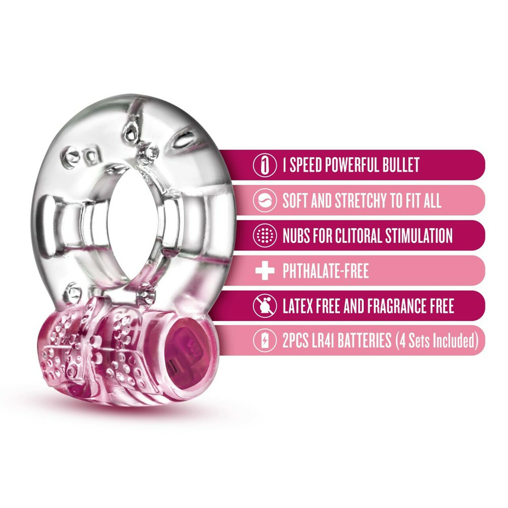 Play With Me Arouser Vibrating C-Ring Pink 2 Play With Me Arouser Vibrating C-Ring Pink - Image 2