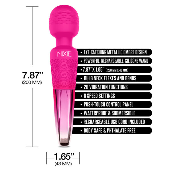Nixie Rechargeable Wand Massager Pink Ombre - Image 3